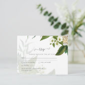 Budget White Roses Dusty Blue Wedding Postkarte (Stehend Vorderseite)