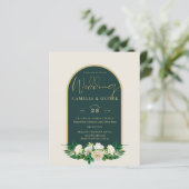 BUDGET White Roses Forest Green Winter Wedding INV (Stehend Vorderseite)
