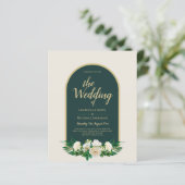 BUDGET White Roses Forest Green Winter Wedding INV (Stehend Vorderseite)