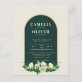 BUDGET White Roses Forest Green Winter Wedding INV (Vorderseite)