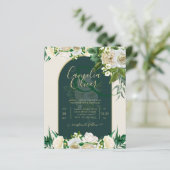 BUDGET White Roses Forest Green Winter Wedding INV (Stehend Vorderseite)