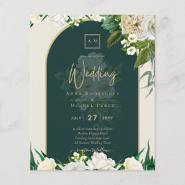 BUDGET White Roses Forest Green Winter Wedding INV