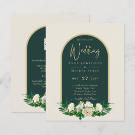 BUDGET White Roses Forest Green Winter Wedding INV