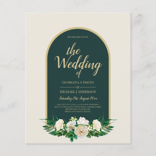 BUDGET White Roses Forest Green Winter Wedding INV (Vorderseite)