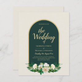 BUDGET White Roses Forest Green Winter Wedding INV