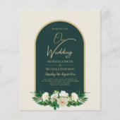 BUDGET White Roses Forest Green Winter Wedding INV (Vorderseite)