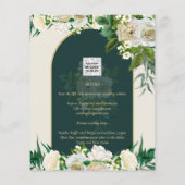 BUDGET White Roses Forest Green Winter Wedding INV Flyer (Hinten)
