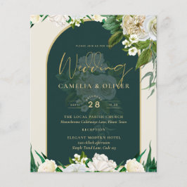 BUDGET White Roses Forest Green Winter Wedding INV Flyer