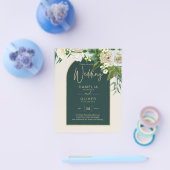 BUDGET White Roses Forest Green Winter Wedding INV Flyer (Einzeln)