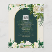 BUDGET White Roses Forest Green Winter Wedding INV Flyer (Hinten)