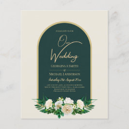 BUDGET White Roses Forest Green Winter Wedding INV Flyer