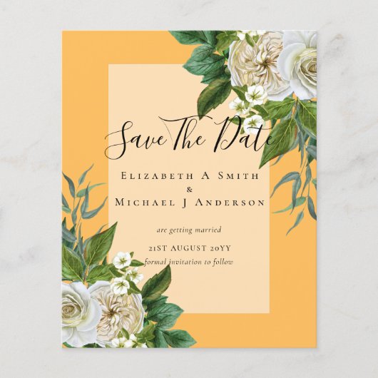 BUDGET WHITE ROSES RETTE DATEN WEDING CHIC FLYER (Vorne)
