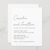 Budget White Schreibwriter Script Wedding Einladun (Vorne/Hinten)
