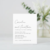 Budget White Schreibwriter Script Wedding Einladun (Stehend Vorderseite)