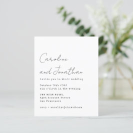 Budget White Schreibwriter Script Wedding Einladun