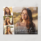 Budget White Script Foto Graduation Party Einladun (Vorderseite)