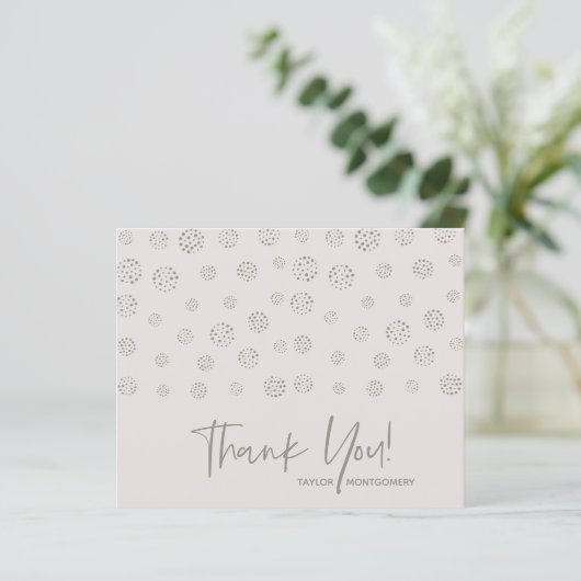 Budget White Script Off-White Dankeschön Karten (Stehend Vorderseite)