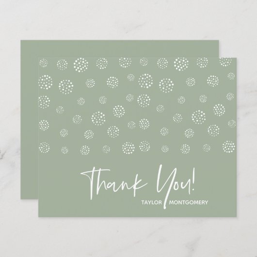 Budget White Script Sage Green Danke Cards (Vorne/Hinten)