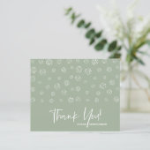Budget White Script Sage Green Danke Cards (Stehend Vorderseite)