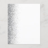 Budget White Silver Glitzer Edge Wedding Menu (Rückseite)