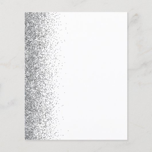 Budget White Silver Glitzer Edge Wedding Menu (Rückseite)