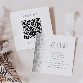 Budget White Silver Glitzer Hochzeit QR Code UAWG Begleitkarte