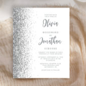 Budget White Silver Glitzer Script Einladung