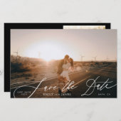 Budget White Simple Foto Wedding Save the Date (Vorne/Hinten)