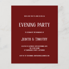 Budget White Text Burgundy Abend Party Einladung