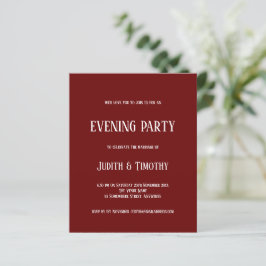 Budget White Text Burgundy Abend Party Einladung