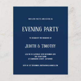 Budget White Text Navy Blue Abend Party Einladung