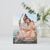 Budget White Tropical Blume Foto Holiday Card (Stehend Vorderseite)