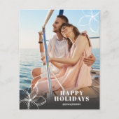 Budget White Tropical Blume Foto Holiday Card (Vorderseite)