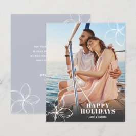 Budget White Tropical Blume Foto Holiday Card