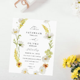 Budget White & Yellow Floral Wedding Flyer