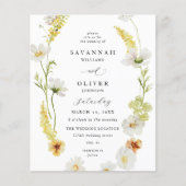 Budget White & Yellow Floral Wedding Flyer (Vorne)