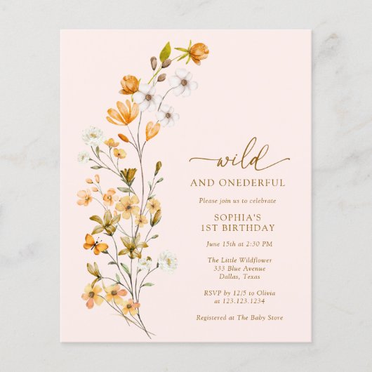 BUDGET Wild and Onederful Einladung zum 1. Geburts Flyer (Vorne)