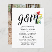 Budget Wild Blume Typografy Foto Wedding INVITE (Vorne/Hinten)