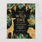 Budget Wild One 1. Geburtstag Schwarze Einladung (Vorderseite)