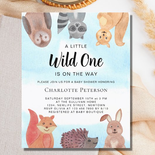 Budget Wild One Animals Baby Shower Einladung
