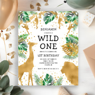 Budget Wild One First Birthday Safari Einladung