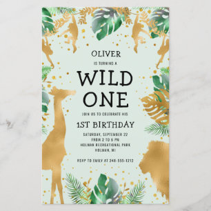 Budget-Wild-One-Grün-Gold-Safari-Einladung