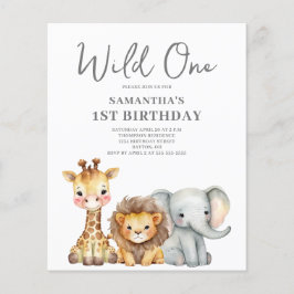 Budget Wild One Safari 1. Geburtstag Einladung Flyer