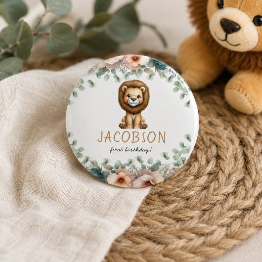 Budget Wild One Safari Animals Boy Birthday Party Button