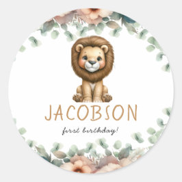 Budget Wild One Safari Animals Boy Birthday Party Runder Aufkleber