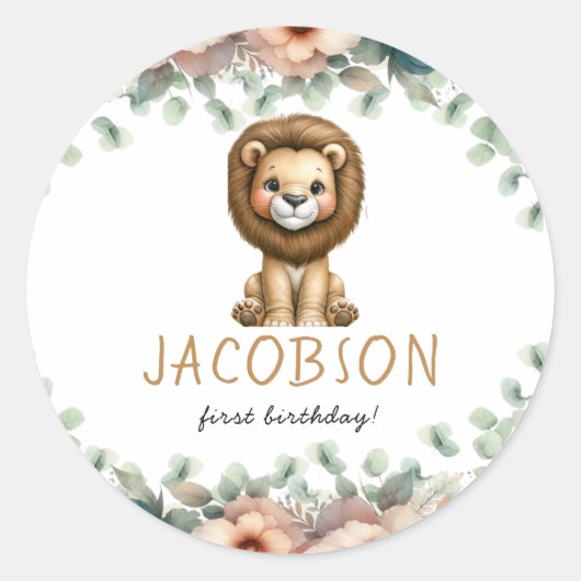 Budget Wild One Safari Animals Boy Birthday Party Runder Aufkleber (Vorderseite)