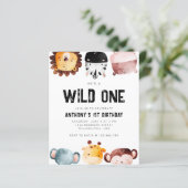 Budget Wild One Safari Animals Erster Geburtstag (Stehend Vorderseite)