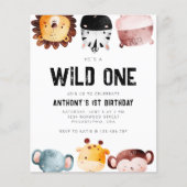 Budget Wild One Safari Animals Erster Geburtstag (Vorderseite)