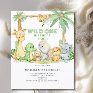 Budget Wild One Safari Tiere Einladung Geburtstag