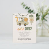 Budget Wild One Safari Tiere Einladung zum 1. Gebu (Stehend Vorderseite)